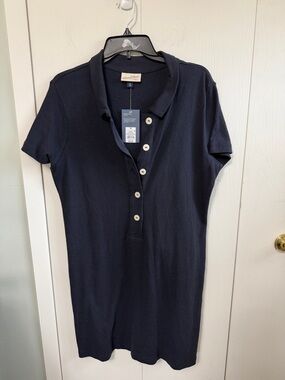 Universal Thread Navy Polo Midi Dress with Contrast Buttons